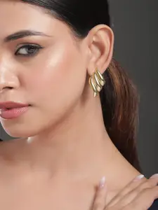 Rubans 18KT Gold Plated Stainless Steel Tarnish-Free Demi-Fine Curved Stud Earrings