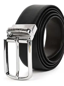 Hayes London Men Leather Belts Reversible Formal Belt with Metal Buckle Braided