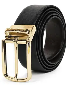 Hayes London Men Leather Belts Reversible Formal Belt with Metal Buckle Braided