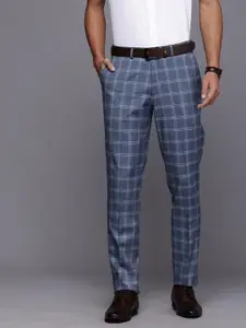 SUITLTD Men Checked Smart Slim Fit Trousers
