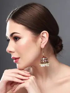 Anvik Gold Plated Kundan Studded Contemporary Jhumkas