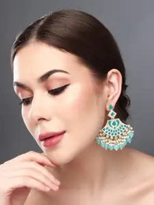 Anvik Gold Plated Kundan Studded Contemporary Chandbalis