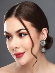 Anvik Silver Plated Contemporary Jhumkas