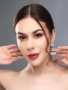 Anvik Gold Plated Kundan Studded Contemporary Jhumkas