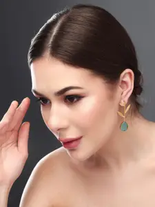 Anvik Gold-Plated Stone Studded Contemporary Drop Earrings