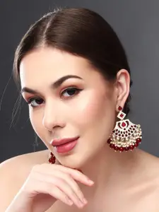 Anvik Gold Plated Kundan Studded Contemporary Chandbalis