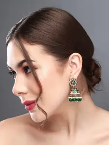 Anvik Gold Plated Kundan Studded Contemporary Jhumkas