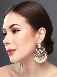 Anvik Gold Plated Kundan Studded Contemporary Meenakari Chandbalis