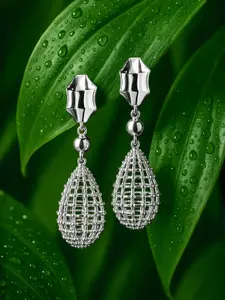Rubans Silver-Plated Intricately Designed Drop Earrings with Beaded Detailing