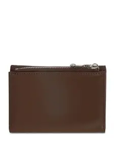 Globus Women Brown Textured Tri-Fold Wallet With Zip Coin Pocket