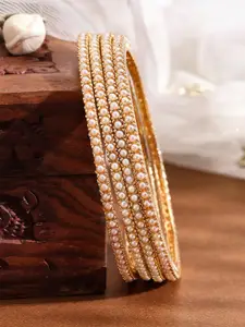 Rubans Set of 4 18K Gold-Plated Pearl Beaded Traditional Bangles - Classic & Elegant