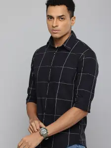 Flying Machine Slim Fit Windowpane Checks Pure Cotton Casual Shirt