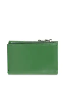 Globus Women Green Textured Tri-Fold Wallet With Zip Coin Pocket