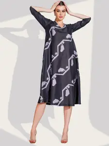 Dora Dori Women Digital Print  A-Line Midi Dress