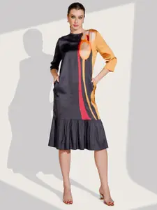 Dora Dori Printed Drop-Waist Midi Dress