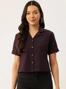 LABEL REGALIA Women Cropped Casual Shirt