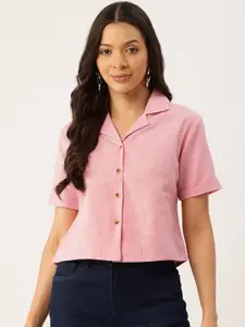 LABEL REGALIA Women Cropped Casual Shirt