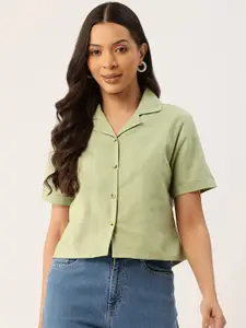 LABEL REGALIA Women Cropped Casual Shirt
