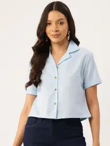 LABEL REGALIA Women Cropped Casual Shirt