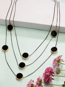 NVR Rhodium-Plated Circular Shaped Layered Necklace