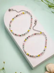 NVR Silver-Plated Beaded Anklet