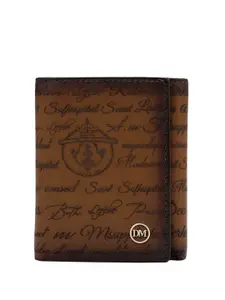 Da Milano Men Typography Printed Leather Two Fold Wallet