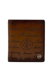 Da Milano Men Typography Printed Leather Two Fold Wallet