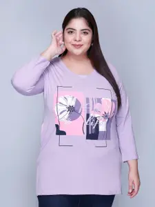 IN Love Women Printed Plus Size Round Neck Cotton T-Shirt
