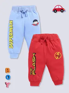 YK X Minute Mirth Infant Boys Pack of 2 Superman Printed Pure Cotton Joggers