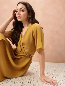 all about you V-Neck Pleated Wrap Dress