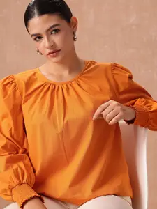 all about you Pure Cotton Puff Sleeves Gathered Top