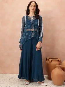 all about you Printed Lace Detail Ethnic Co-Ords with Shrug