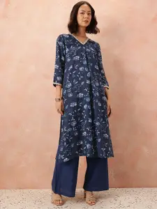 all about you Floral Print Pleated Straight Kurta