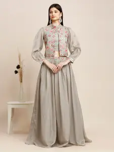 MADHURAM Floral Embroidered Sequinned Cotton Ready to Wear Lehenga & Choli