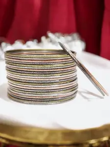 OOMPH Set Of 24 Oxidised RimJhim Shimmer Bangles