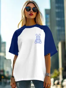 JUNEBERRY Women Graphic Printed Round Neck Pure Cotton Oversized T-shirt