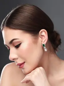 Anvik Rhodium-Plated Contemporary Cubic Zirconia Studded Earrings