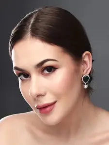 Anvik Rhodium-Plated Contemporary Cubic Zirconia Studded Earrings