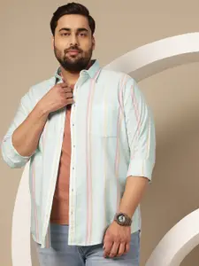 Sztori Plus Size Vertical Striped Casual Shirt