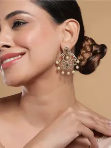 Rubans Gold-Plated Contemporary Chandbalis Earrings
