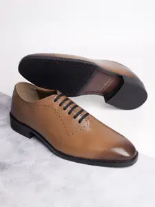 LOUIS STITCH Men Tan Egyptian Crust Leather Wholecut Derby Shoes