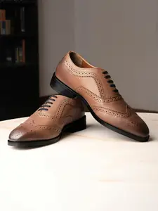 LOUIS STITCH Men Egyptian Crust Leather Lace-Up Brogue Shoes