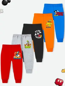YK Disney Boys Pack Of 5 Printed Cotton Mid-Rise Joggers