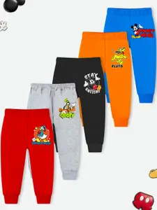 YK Disney Boys Pack Of 5 Cotton Mid-Rise Joggers