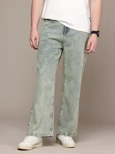 The Roadster Life Co. Men Loose Bootcut Heavy Fade Pure Cotton Jeans