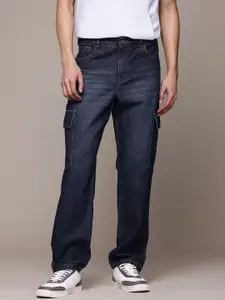 The Roadster Lifestyle Co. Men Pure Cotton Light Fade Cargo Style Relaxed Fit Jeans