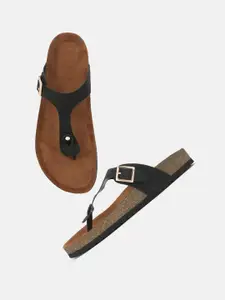 MOZAFIA Women PU T-Strap Flats