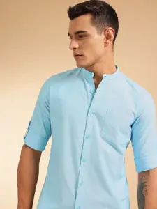 French Connection Slim Fit Band Collar Pure Cotton Casual Shirt