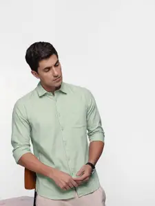 French Connection Pure Cotton Self Design Slim Fit Textured Casual Shirt