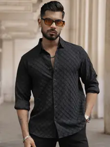 Powerlook Men Spread Collar Tartan Checked Casual Shirt